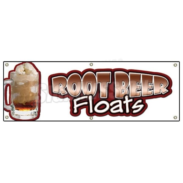 ROOT BEER FLOATS BANNER SIGN rootbeer float mug ice cream soda sundae cone
